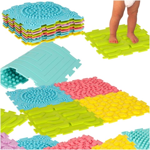 Mata Sensoryczna Puzzle Montessori 8 Elementów ukazanie kompletu Mata Sensoryczna Puzzle Montessori 8 Elementów ukazanie kompletu