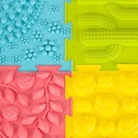 Mata Sensoryczna Puzzle Montessori 8 Elementów zbliżenie na połączenie czterech elementów widok z góry